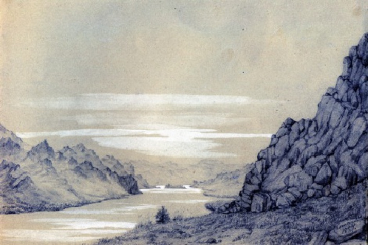 The drawing of Pavel Kosharov from the album for the traveling to Tyan-Shan, 1857 (from the archive of the Russian Geographical Society)