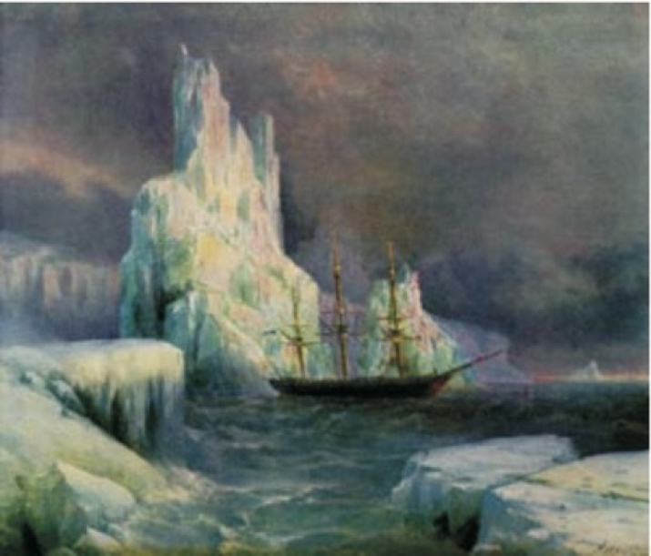 Картина «Ледяные горы» - написана в честь открытия Антарктиды русскими мореплавателями Ф.Ф. Беллинсгаузеном и М.П. Лазаревым.