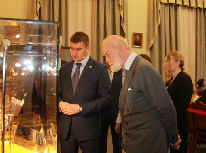 Prince Michael of Kent at the exhibition «Smuggling, Three Centuries Under Water» at the Headquarters of the Russian Geographical Society in St. Petersburg. Photo by Tatyana Nikolaeva