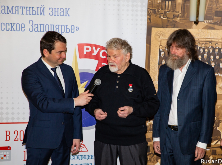 Слева направо: глава Мурманской области Андрей Чибис, Юрий Шумилкин и Фёдор Конюхов