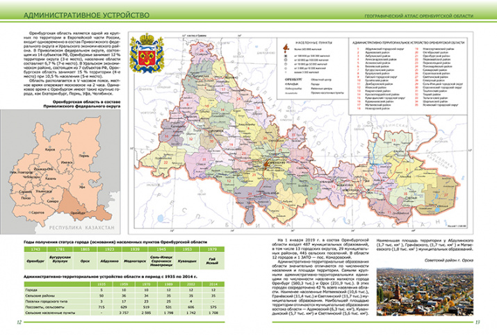 Административное устройство. Географический атлас Оренбургской области (2020)