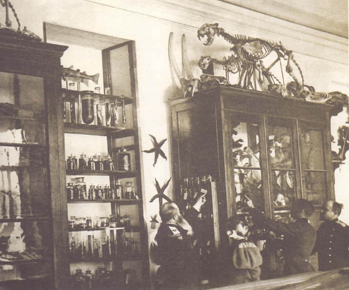 С.О. Макаров (крайний слева) за осмотром коллекций ОИАК