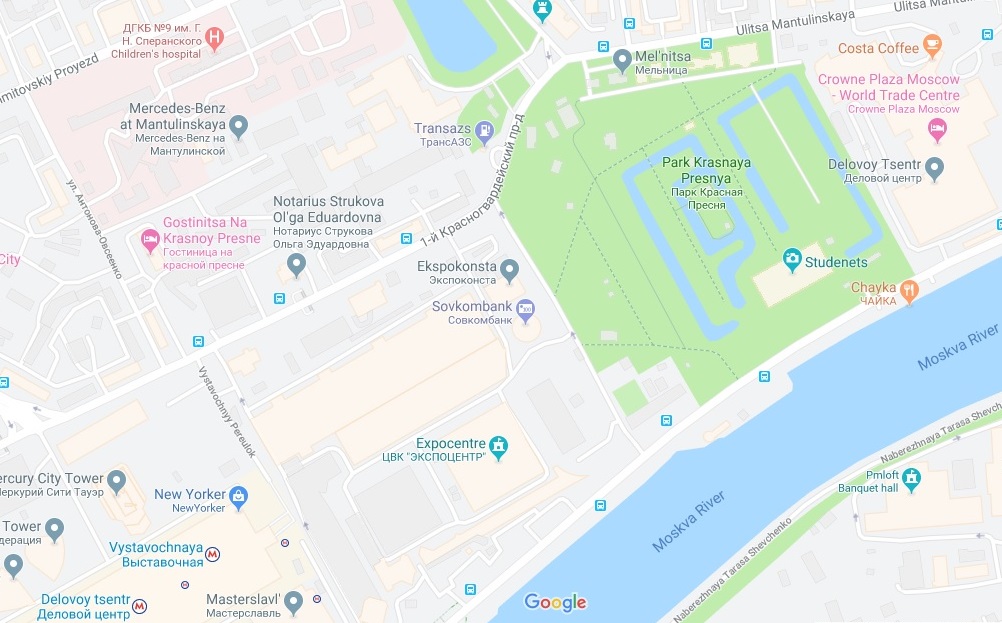 Парк красная пресня москва карта