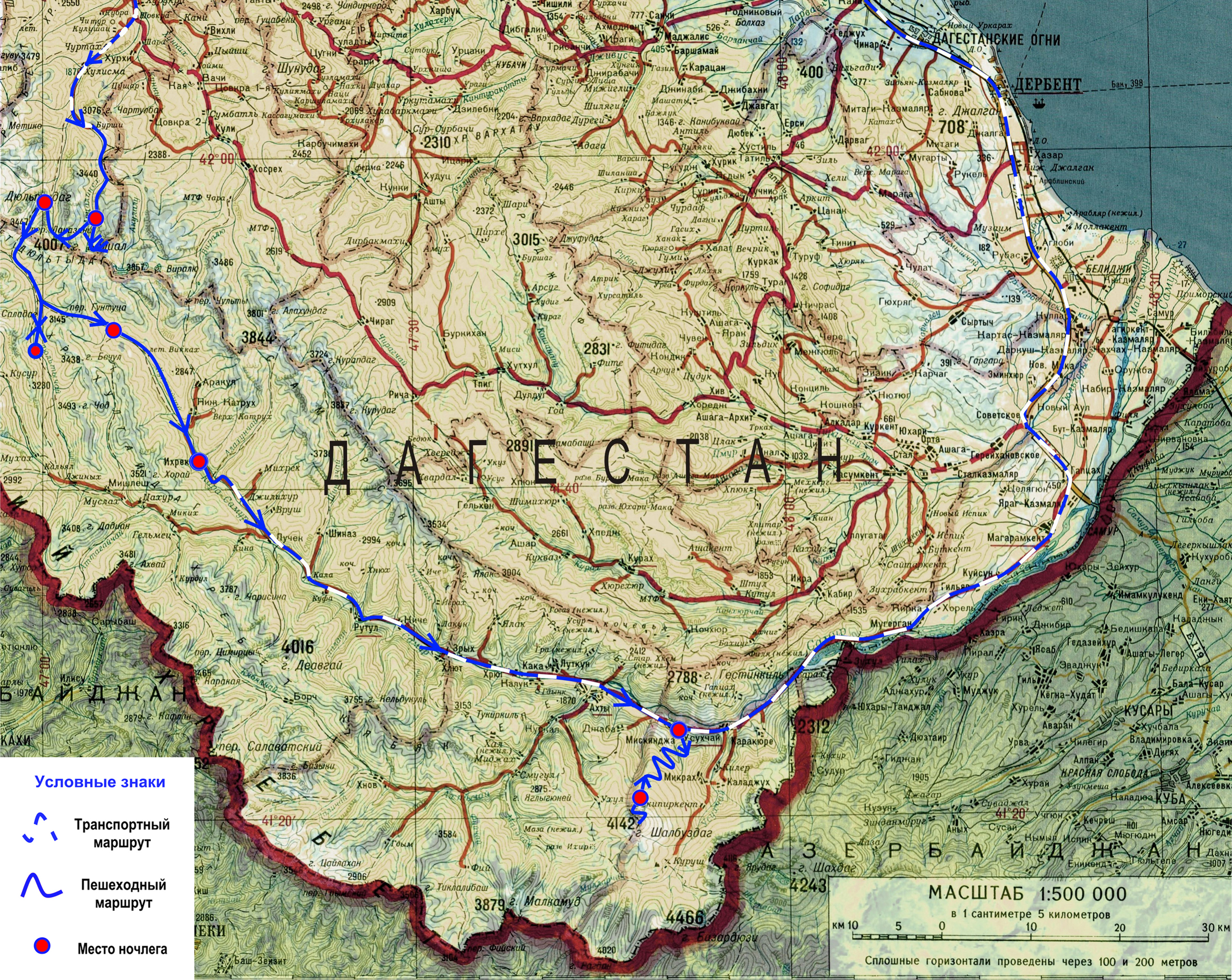 Карта дагестана с горами