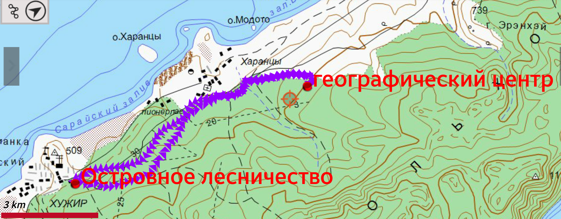 Хужир карта с улицами