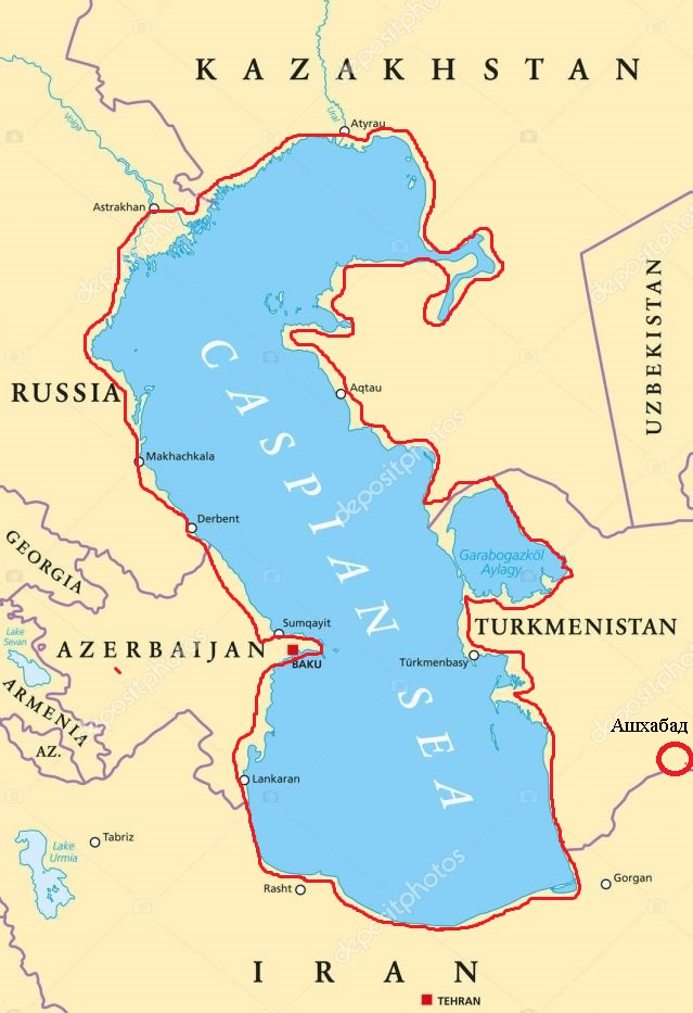 Карта каспия географическая