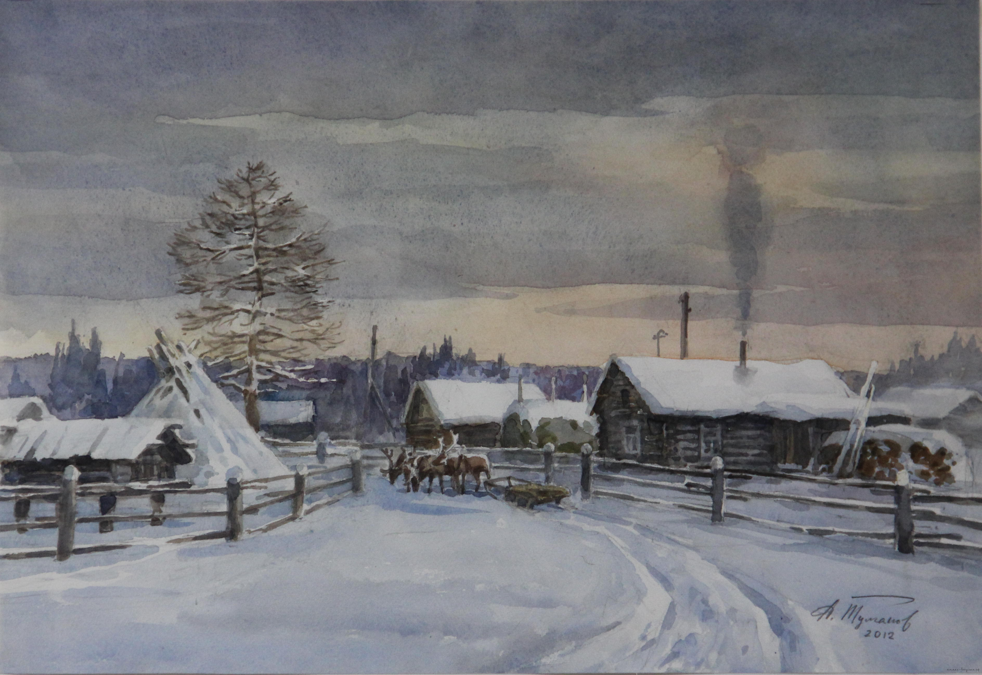 Рисунок северная деревня