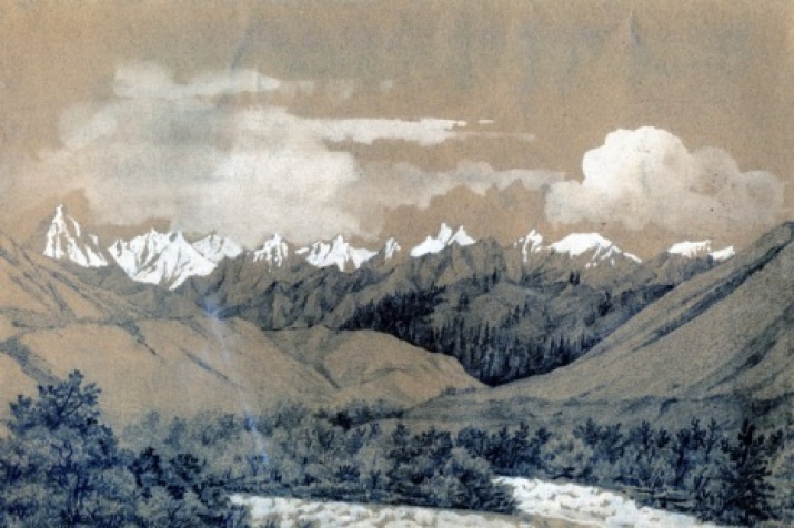 Рисунок П.Кошарова из альбома к путешествию на Тянь-Шань, 1857 год (из архива РГО)