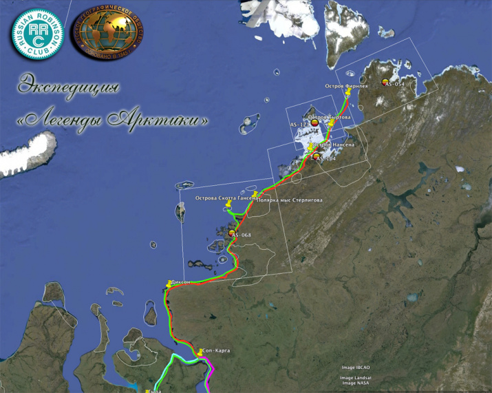 Карта экспедиции. Побережье Северного Ледовитого океана.