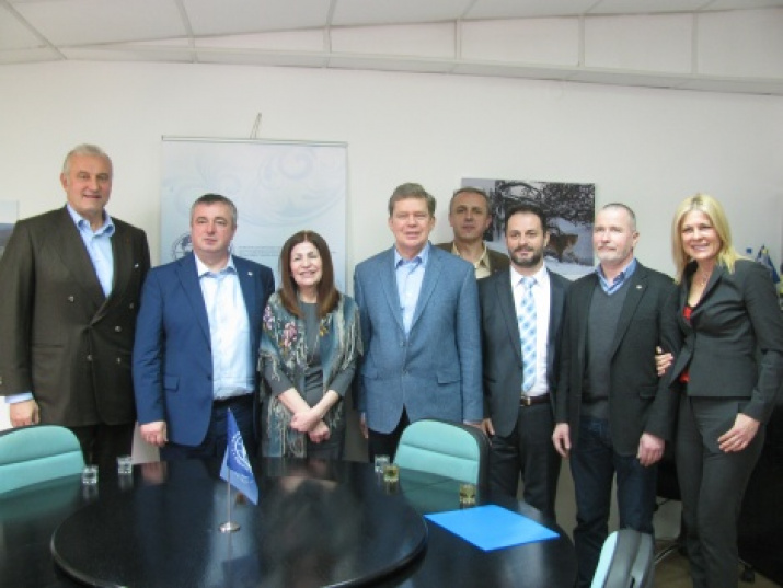 The participants of the meeting of the Board of Trustees of the Development Center of the Russian Geographical Society in Serbia. From left to right: D.Grujic, D.Bajatovic, R.Kovac, V.Kolosov, M.Milincic, D.Pavlovic, V.Eremeev, B.Ostojic.