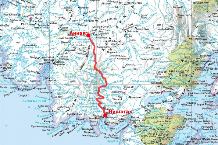 Маршрут аляскинской части экспедиции