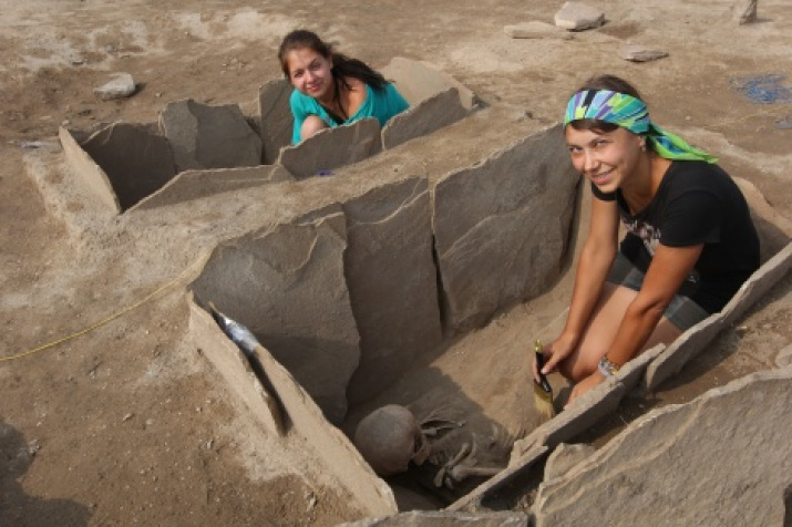 Clearing of burials. Photo courtesy of expedition members