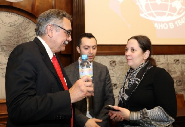 What is cheaper water or petrol? René Castro is interviewed by Natalia Mikhalchenko (Itarr Tass). Photo by the Society press center