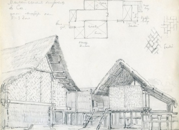 A drawing by Miklukho-Maclay from the archive of the Society 