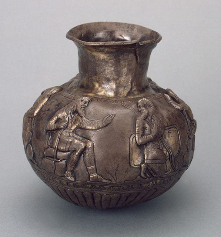 Vase with the image of the Scythian rulers, Targitai and his son Kopaksai. From the collection of the State Hermitage Museum, St. Petersburg