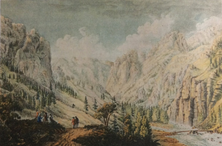 Долина реки Коргон. Акварель Ивана Меркульева, XVIII век