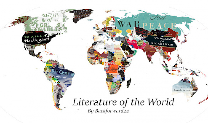 Литературная карта, где каждая страна представлена одной книгой