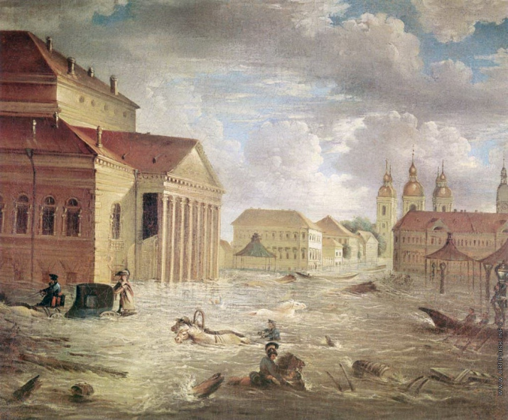 Наводнение на реке Нева, 1824 год. Изображение предоставлено пресс-службой географического факультета МГУ