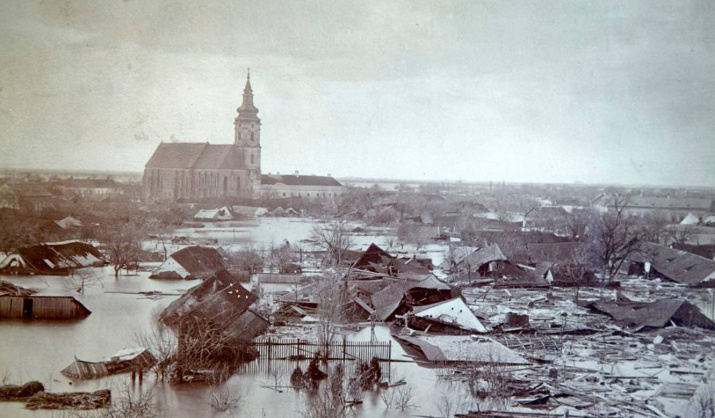 Наводнение на реке Тиса, 1879 год. Изображение предоставлено географическим факультетом МГУ