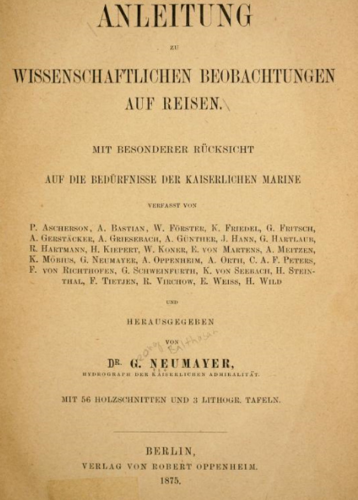 «Anleitungen zu wissenchaftliche Beobachtungen auf Reisen»