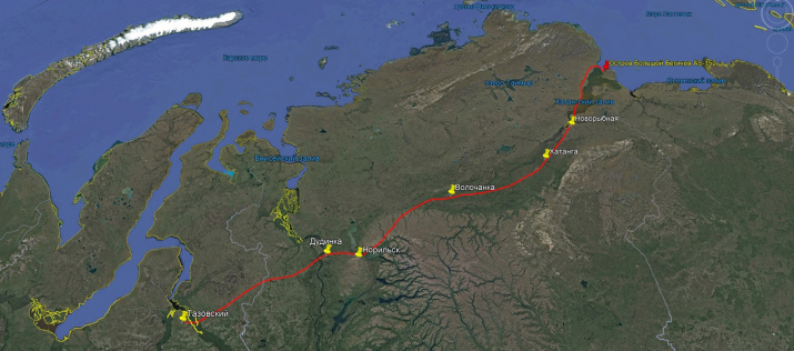 Маршрут экспедиции "Легенды Арктики".