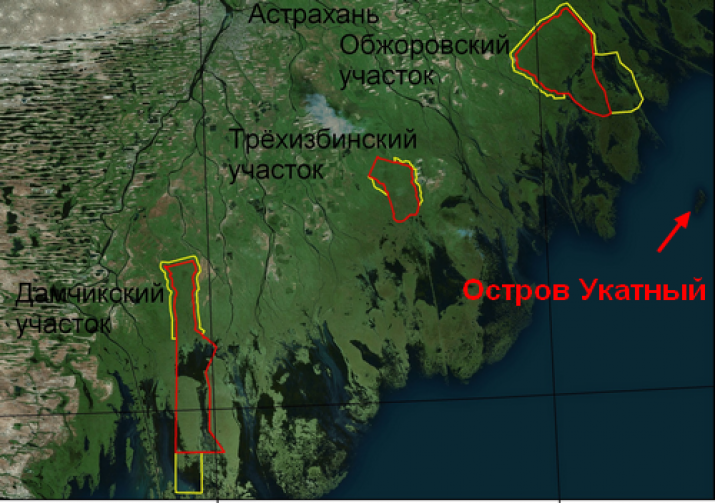 Астраханский заповедник карта