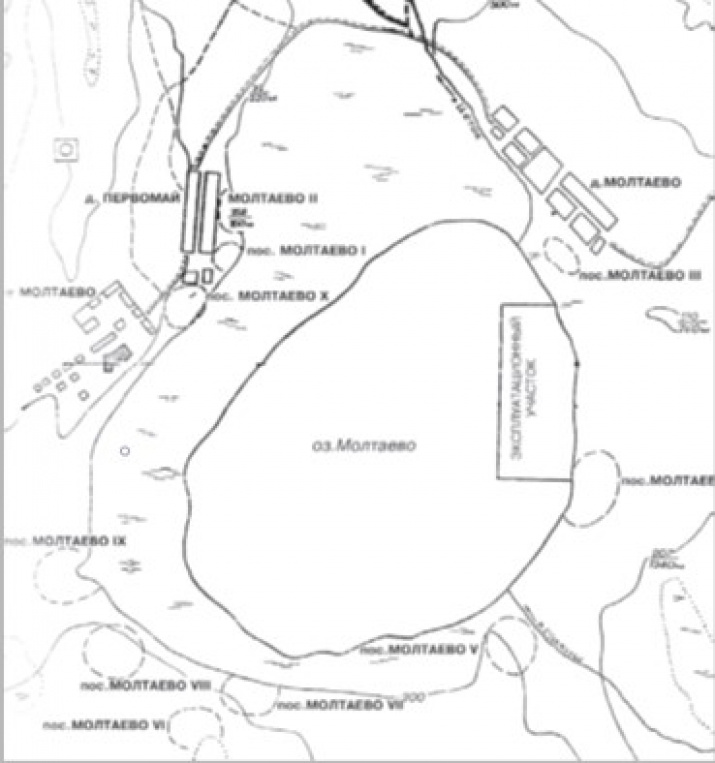 Озеро Молтаево. Карта  поселений III-II тысячелетий до н.э. 