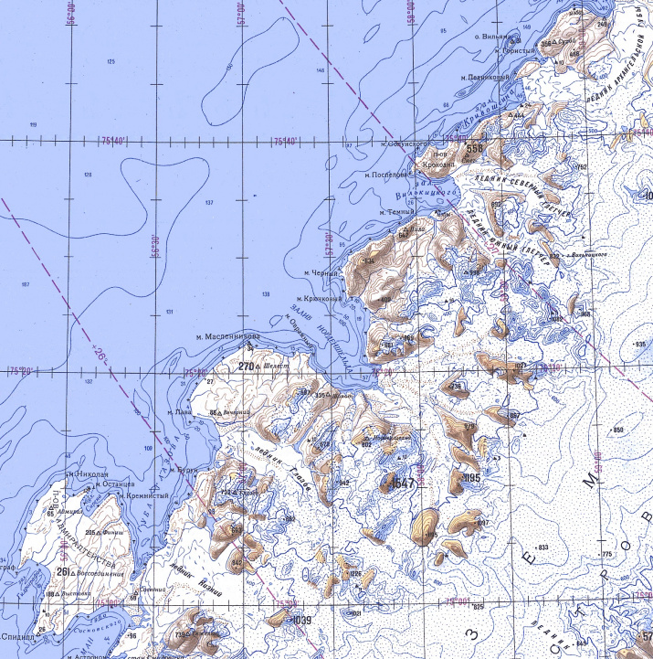 Фрагмент топографической карты 1:500000. 1985 г.