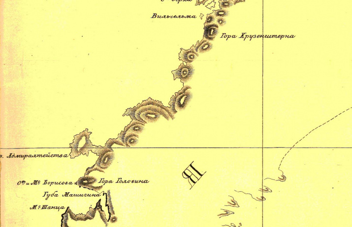 Фрагмент карты Гидрографического департамента. СПб, 1843 г.