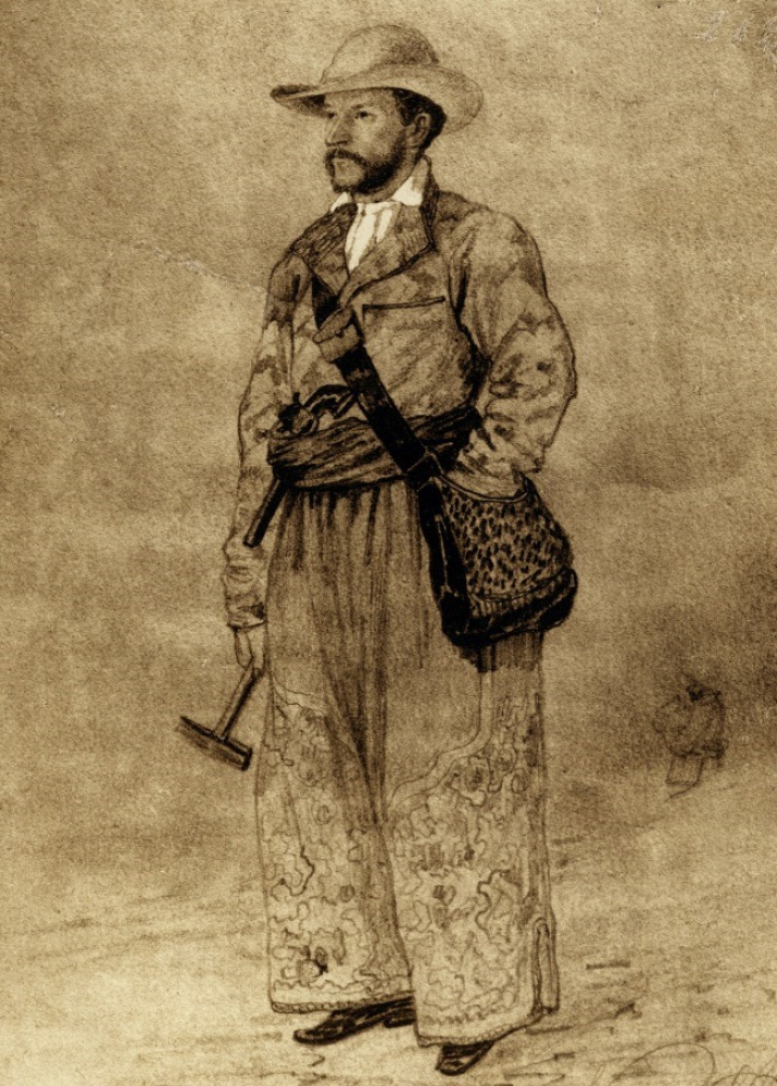 П. П. Семёнов на Тянь-Шане (рисунок П.М. Кошарова.1857 г.)