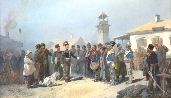 Николай Каразин. Зачисление в казаки пленных поляков армии Наполеона, 1813 г. Фото: wikipedia.org