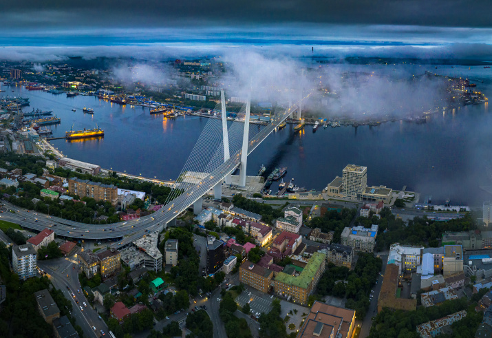 Мост через бухту Золотой Рог во Владивостоке. Фото: Сергей Шандин, участник конкурса РГО "Самая красивая страна