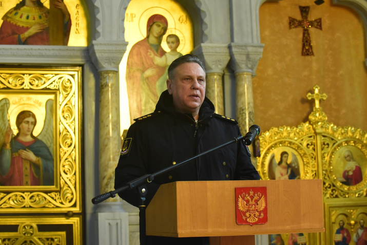 Командующий ЧФ, адмирал С.Пинчук выступает с приветственным словом. Фото: Юрий Югансон/Севастопольское городское отделение РГО