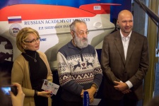 Первый заместитель главы  Ленинского муниципального района Московской области Екатерина Семенова, Первый Вице-президент РГО Артур Николаевич Чилингаров, директор музея-заповедника "Горки Ленинские" Игорь Конышев