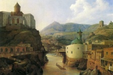 Metekhi Castle and Shiite Mosque in the painting by N.G.Chernetsov. Tiflis