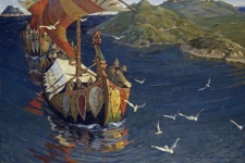 На таких ладьях викинги спускались по рекам, впадающим в Северную Двину, до рек Волжского бассейна