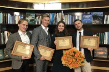 Winners of the competition for the awarding of youth scholarships for scientific, educational and social achievements. Photo by the press-service of the Russian Geographical Society