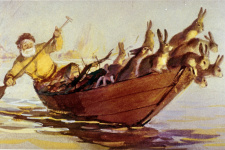 Кадр из диафильм "Дедушка Мазай и зайцы"