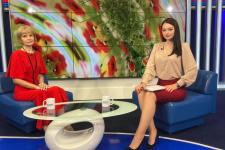 Людмила Попкова выступила на региональном телевидении. Фото ГТРК Курск