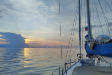 The ocean is calm now. Photos of the expedition participants