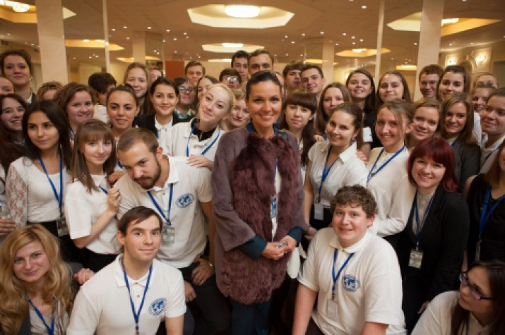 Volunteers and Anastasia Chernobrovina at XV Сongress of the Russian Geographical Society