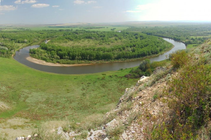 Река Урал у горы Дюяташ. Оренбурсгское Предуралье.  Фото: Александра Чибилёва