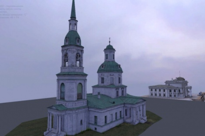 3D model of the manor of the Church of the Transfiguration of the Lord in the village of Ilovna. Granted by the participants of the expedition.