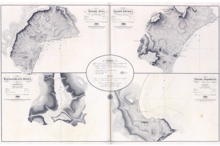 Залив Ялта, залив Алушта, Балаклавская бухта, залив Феодосия. Карта из "Атласа Чёрного моря" с Геопортала РГО