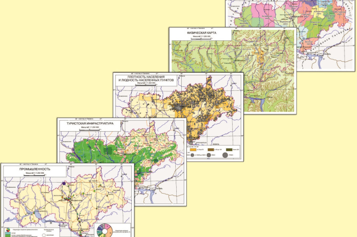 Коллаж карт из Школьного географического атласа Республики Марий Эл