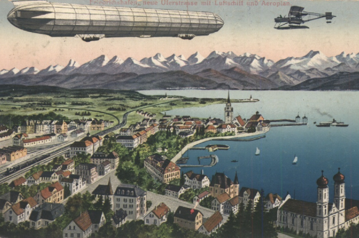 Как и век назад дирижабли способны удивить человечество. Почтовая открытка 1916 года. Фото: wikipedia.org