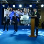 Президент РГО Сергей Шойгу, космонавты Юрий Лончаков и Александр Самокутяев