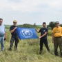 Флаг РГО на месте бывшего степного заповедника графини С.В.Паниной. Фото Екатерины Макасеевой.