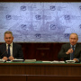 RGS President Sergey Shoigu and Chairman of the RGS Board of Trustees Vladimir Putin. Photo: Alexey Mikhailov