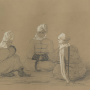 Жены детей Бурамбая. Из альбома П.М.Кошарова к путешествию П.П.Семёнова на Тянь-Шань, 1857 г. Научный архив РГО